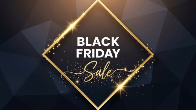 Black friday sale luxury banner with gold frame