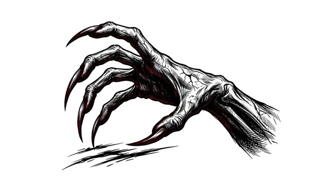 This chilling stark black silhouette of a clawing hand evokes the unsettling spirit of halloween creating a spooky and frightening visual experience for viewers