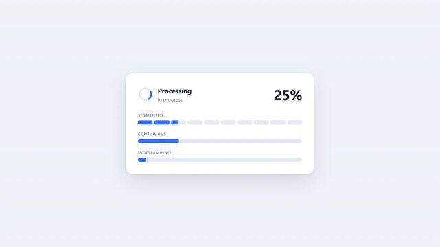 Progress bar loading animation with percentage and checkmark