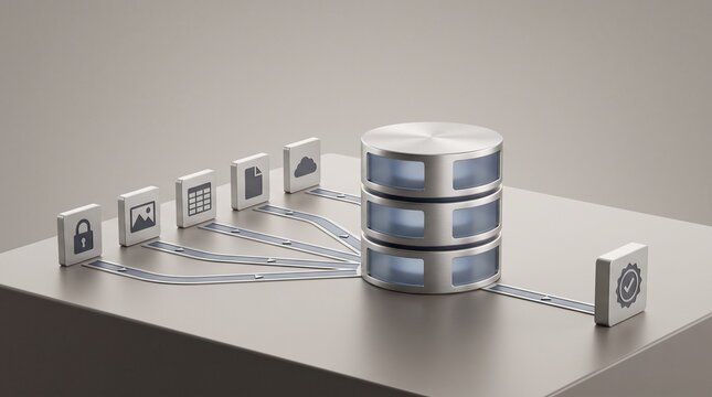 Data Sources Feeding a Central Database with a Validation Symbol