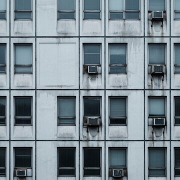 Repetitive Concrete Office Facade with Air Conditioners