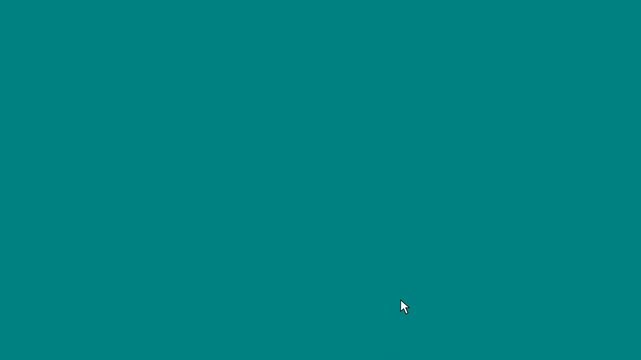 Retro computer system error message window closing on a classic teal desktop background