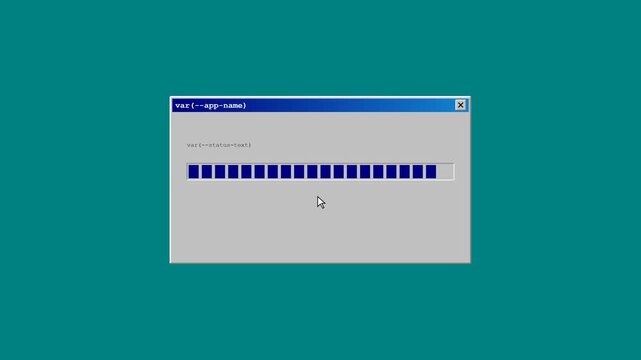 Retro computer loading progress bar window filling up slowly on vintage operating system interface