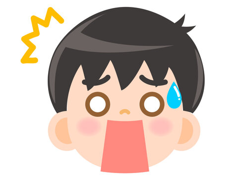 驚く男の子のアイコンイラスト素材