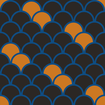 Geometric fish scale pattern vector graphic with orange accents