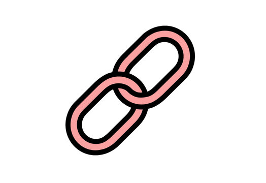 Pink chain link icon for hyperlink and connection