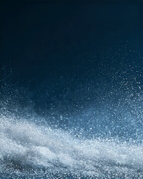 Silver Snow Powder Border on Dark Blue Winter Background