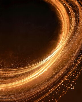 Golden Light Trail Swoosh on Dark Background