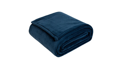 A square folded piece of blue soft textile fleece fabric isolated on transparent background © Elsie