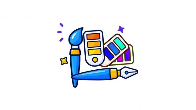 Art Design Tools Animation on Transparent Background with Alpha Channel