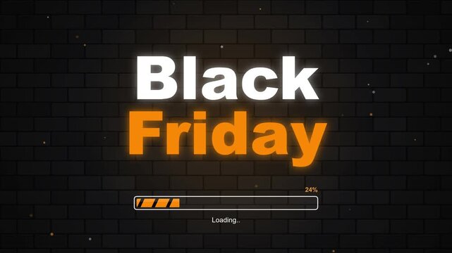 Black Friday sale animation with red ribbon bow on black background, elegant flat vector motion graphic for retail promotion