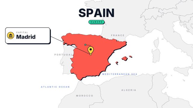 Spain Country Infographic Map Animation