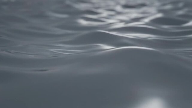 Small ripples travel across the surface of a body of water, catching light during the day; the location is not identifiable from the image