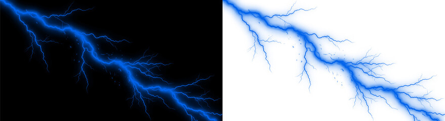 Blue lightning isolated on transparent background © DOT DOT DESIGN