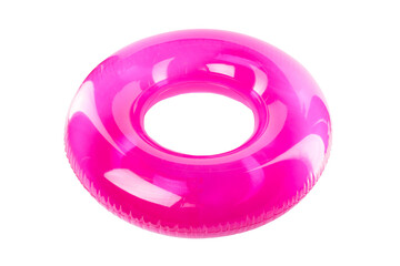 Plakat Pink inflatable swim ring for floating in a pool during summer recreation