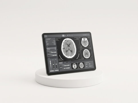 Modern Smart Digital Clock Gadget On White Docking Stand