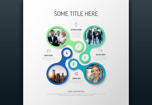 Business Infographic Template with 4 Steps and Photo Placeholders