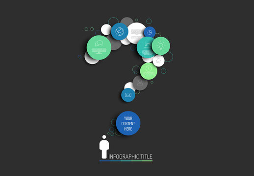 Question Mark Infographic Template with Circles and Business Icons