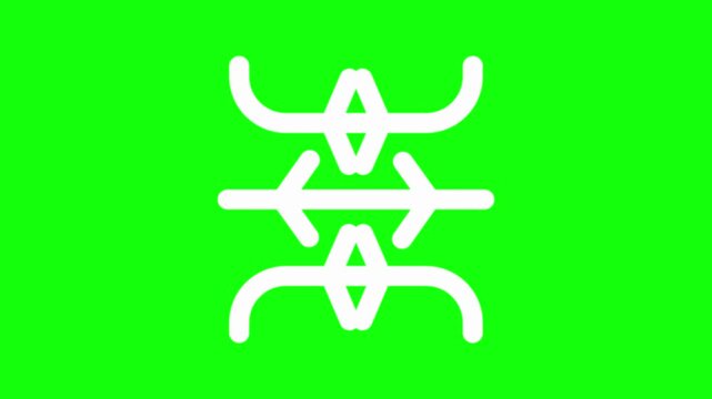 white left and right arrows symbol animated on green screen background.