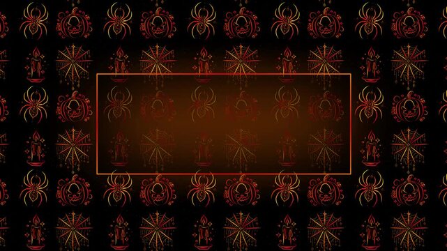 Spooky Halloween neon sign frame loop background with moving patterns 4k