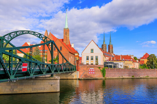 Wroclaw, Poland. Ostrow Tumski, Gothic cathedral of St. John the Baptist, Collegiate Church of the Holy Cross.