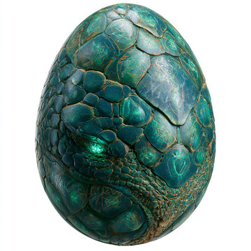 Intricate turquoise dragon scale egg with textured surface for fantasy branding and illustration