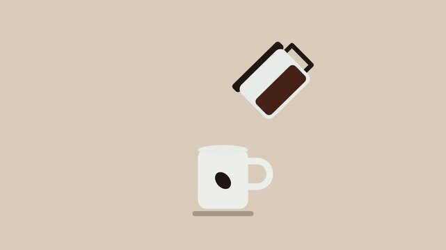 Flat Design Coffee Maker Pouring Coffee into Mug Animation