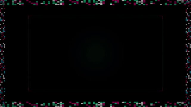 Abstract Pixel Art Border Design With Colorful Edge Elements