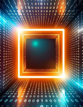 hi-tech border frame of digital binary code data stream background, technology, with copy space&nbsp;
