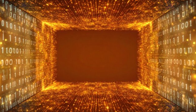 hi-tech border frame of digital binary code data stream background, technology, with copy space&nbsp;