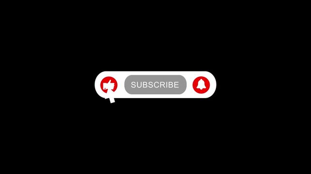 Pop up youtube subscribe like bell icon button clicked animation motion graphic 