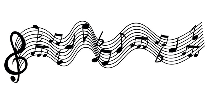 Musical notes melody on white background.