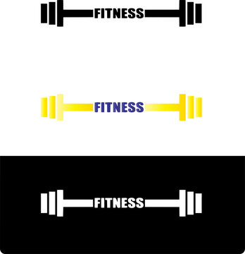 Three variations of a barbell fitness logo for gym branding and exercise