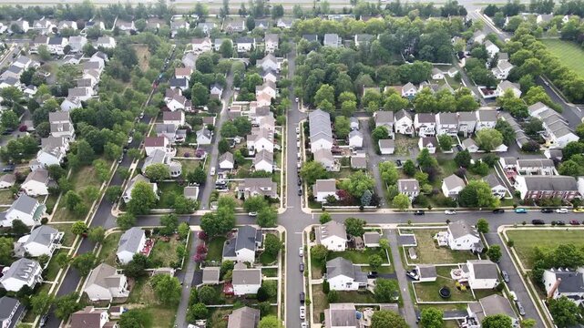 Leesburg homes border a long straight street surrounded by lawns and mature trees.