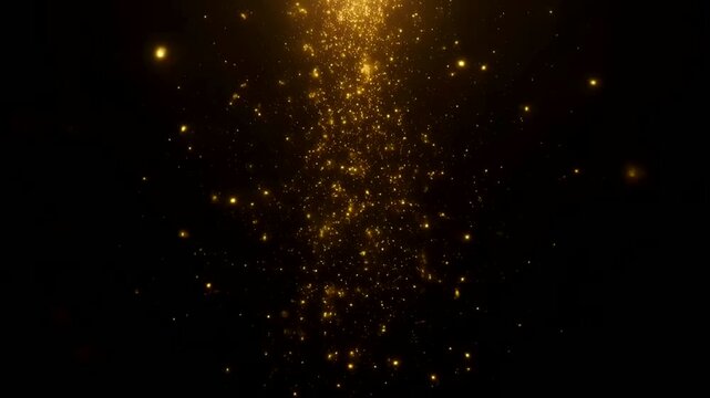 Gold Particles Falling in Elegant Midnight Light Effect With Glowing Sparkles And Luxury Motion