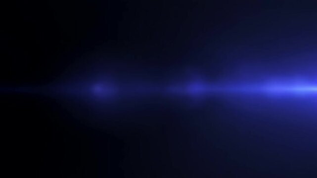 Elegant Midnight Light Effect With Blue Horizontal Lens Flare Glow on Dark Background For Modern Digital Design