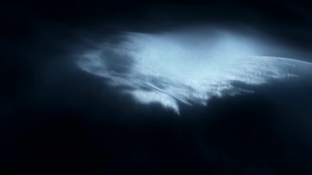 Dark Cloud Formation Illuminated by Elegant Midnight Light Effect in Night Sky Creating Dramatic Atmosphere