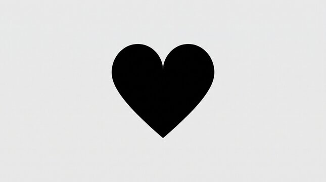 Black heart icon isolated on light background with minimalist love symbol