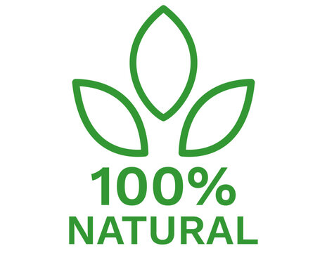 100% Natural Green Leaf Logo Symbol isolated on white background