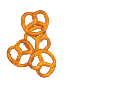 Delicious pretzel cracker isolated on white background.