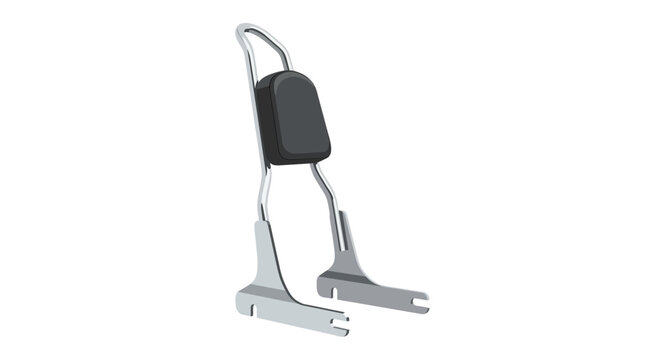 Motorcycle Sissy Bar Backrest with Chrome Finish and Black Pad, Isolated on Transparent Background