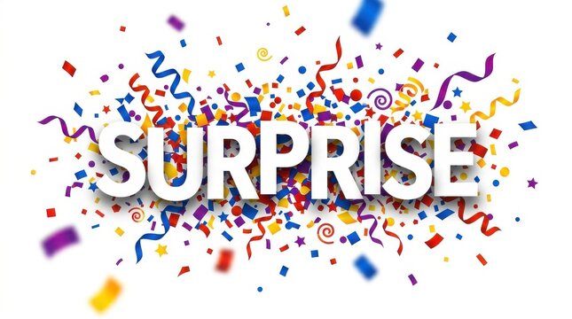 Surprise text with colorful confetti