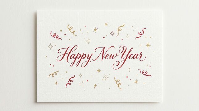 Happy new year card isolated on white background