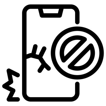 Tempered Glass Anti Crack Screen Protector Line Icon