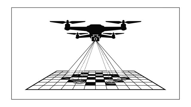 Drone Mapping and Aerial Photogrammetry Surveying Process in Vector Design and Illustration with Technical Elements