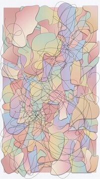 Abstract background with colorful organic shapes and overlapping chaotic lines.