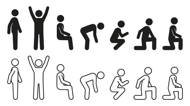 Human postures icons set