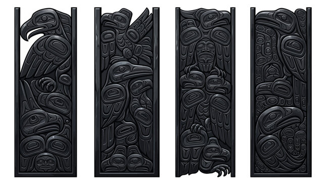 Haida Argillite Carving Black Slate Totem Formline Raster Border