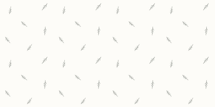 Minimalist Pine Needle Seamless Pattern Off White Background Modern Botanical Line Art Vector Texture Fabric Wallpaper