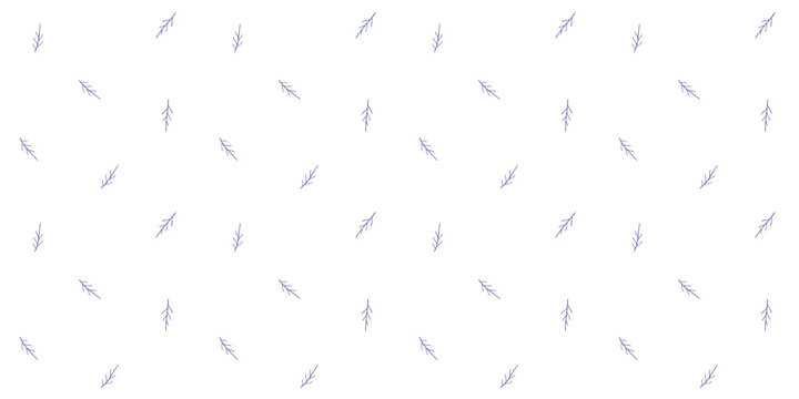 Blue Botanical Leaf Seamless Pattern White Background Minimalist Floral Line Art Vector Illustration Fabric Wallpaper